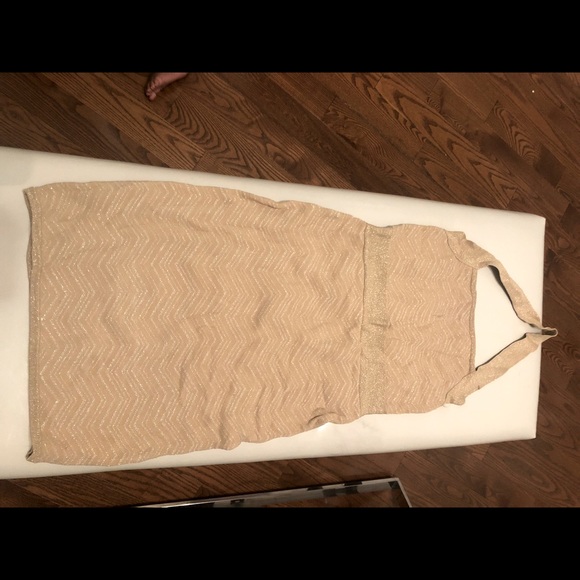 Bebe bodycon gold sparkle mini in nude - Picture 2 of 2